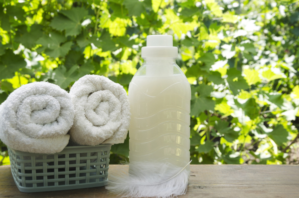 Rolled towels on a sunny day outside