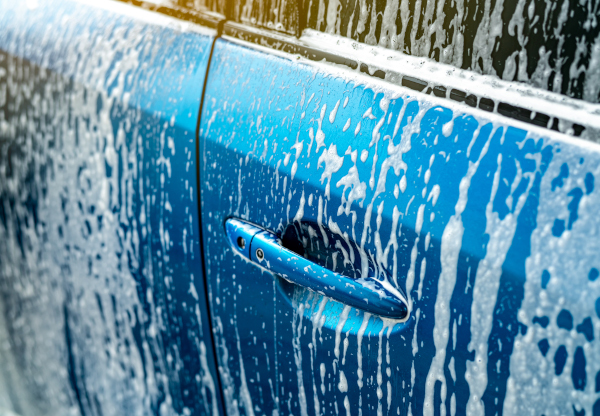 Soap suds on a car